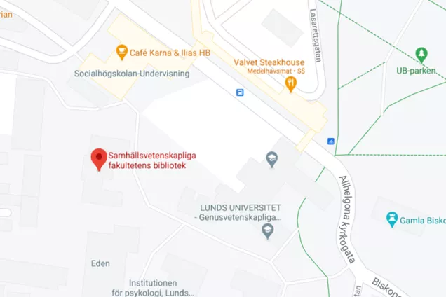 Map of the surroundings with the library in the centre
